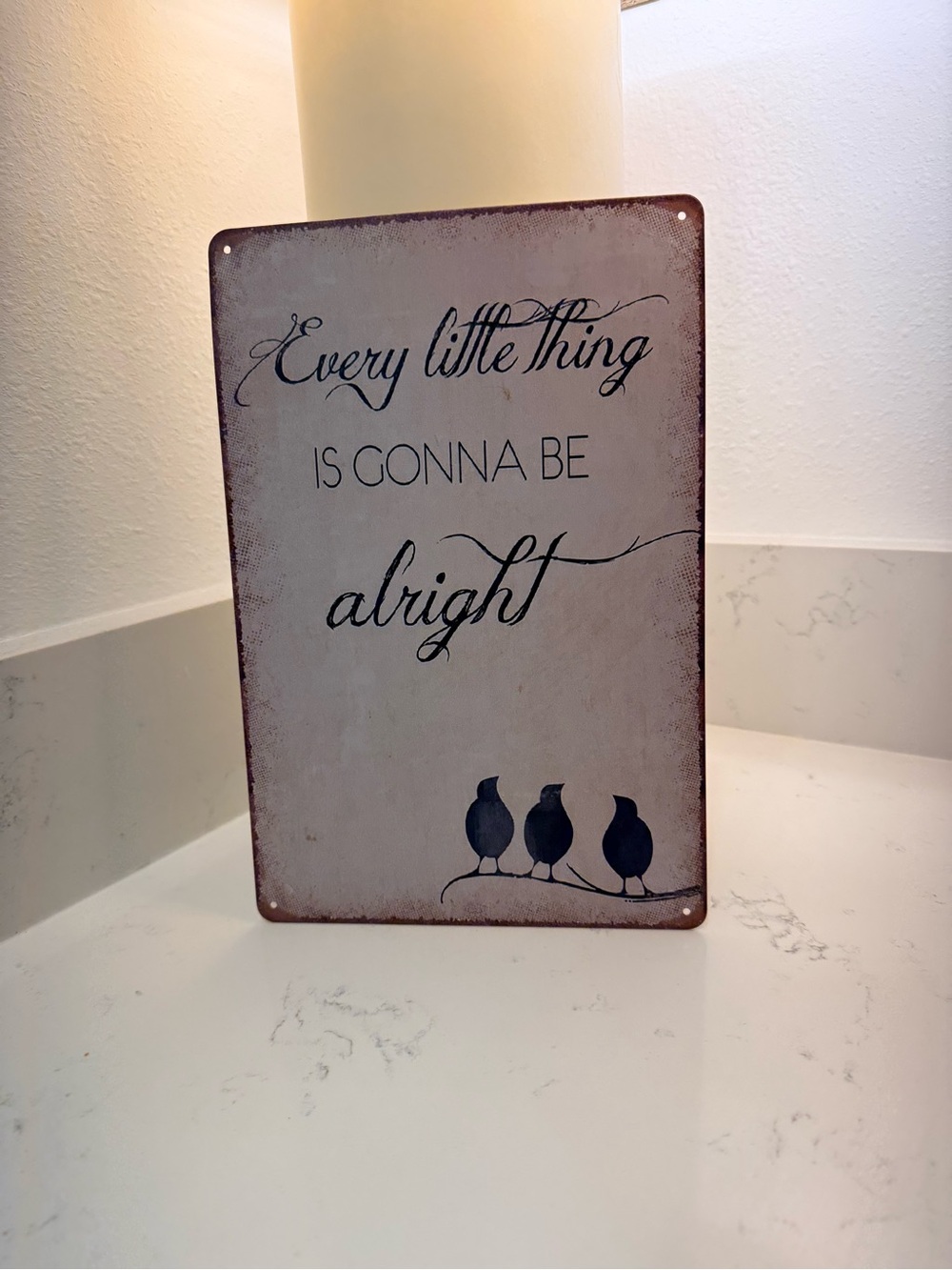 Every Little Thing Wall Sign - Beige with Black Birds